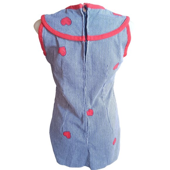 Vintage Small Mini Dress 1970's 1of1 Handmade Sleeveless Heart Love Stretch Thic - Picture 6 of 7